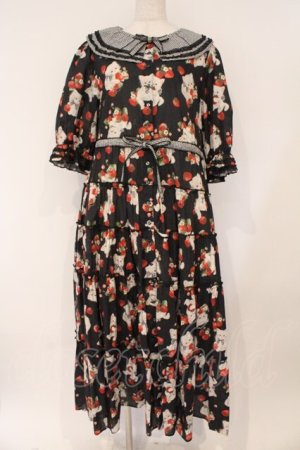 画像: alcali / alcali × misako aoki/サイベリアンストロベリーワンピース  クロ O-26-03-03-012-LO-OP-OW-OS