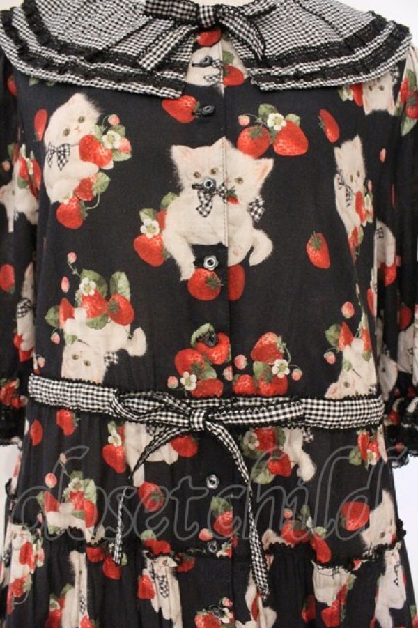 画像3: alcali / alcali × misako aoki/サイベリアンストロベリーワンピース  クロ O-26-03-03-012-LO-OP-OW-OS (3)