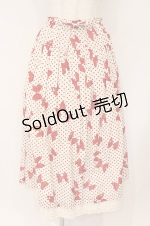 画像: PINK HOUSE / 水玉りぼんプリントスカート  アイボリー×アカ O-26-03-03-013-LO-SK-OW-OS