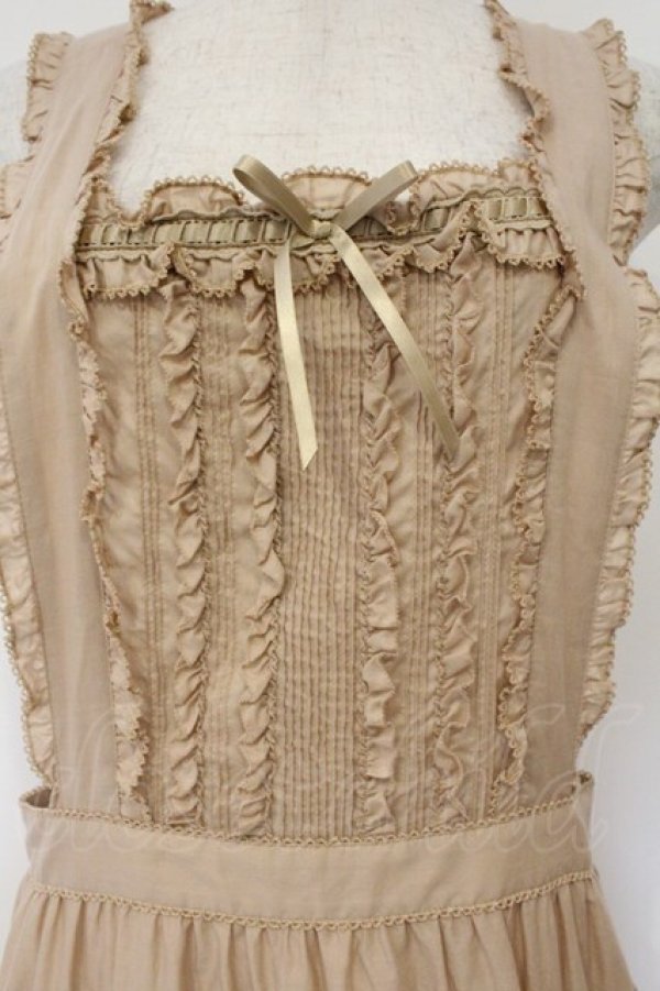 画像2: PINK HOUSE / フリル使いタブリエ  ベージュ O-26-03-03-015-LO-OP-OW-OS (2)