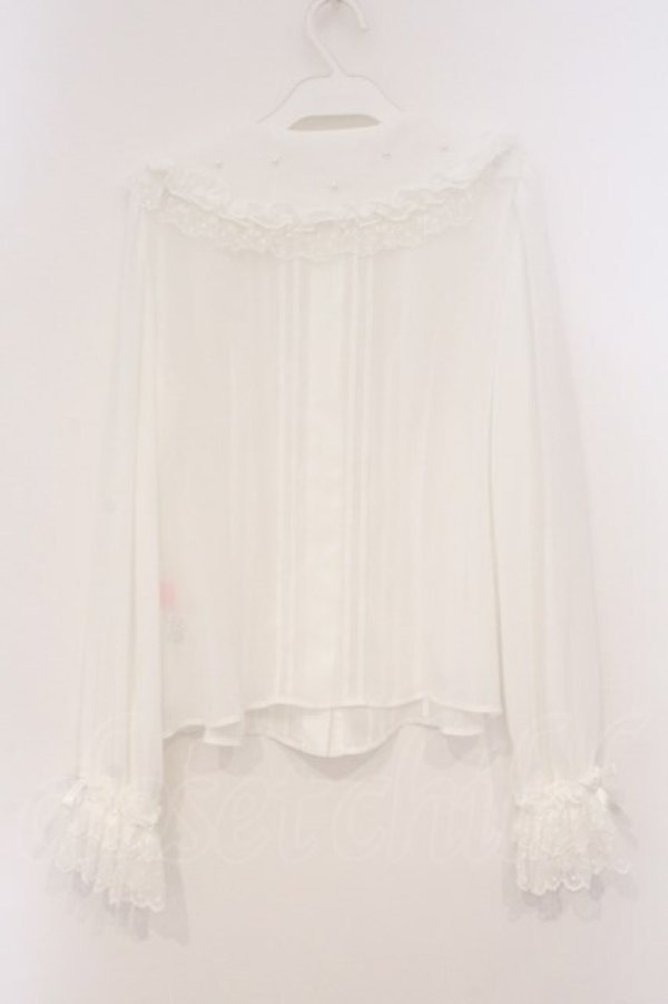 画像4: Angelic Pretty / 襟ロゴ刺繍パールブラウス  シロ O-26-03-03-021-AP-BL-IG-OS (4)