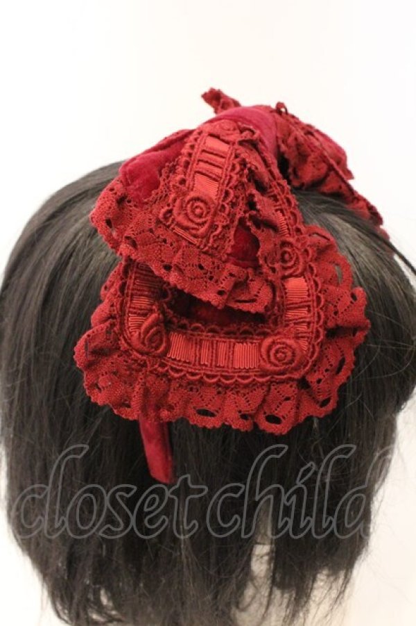 画像4: BABY,THE STARS SHINE BRIGHT / 別珍リボンカチューシャ  えんじ O-26-03-04-032-BA-AC-IG-OS (4)