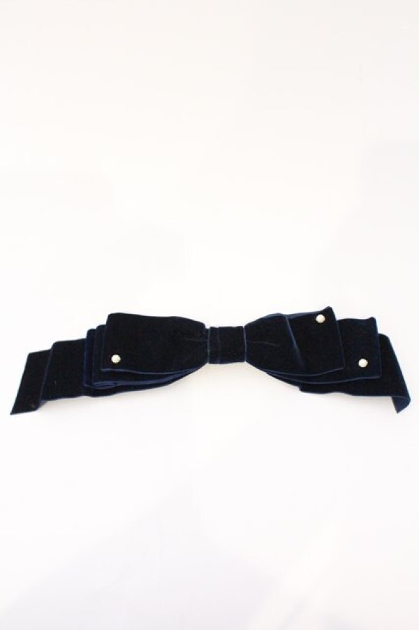 画像1: Melody BasKet / ベルベットリボンクリップ  ネイビー O-26-03-04-005-LO-AC-OW-OS (1)