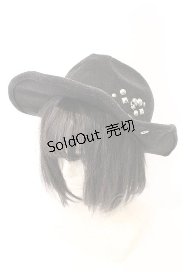 画像1: SEX POT ReVeNGe / スタッズフェルトハット  ブラック O-26-03-04-035-SP-ZA-IG-OS (1)