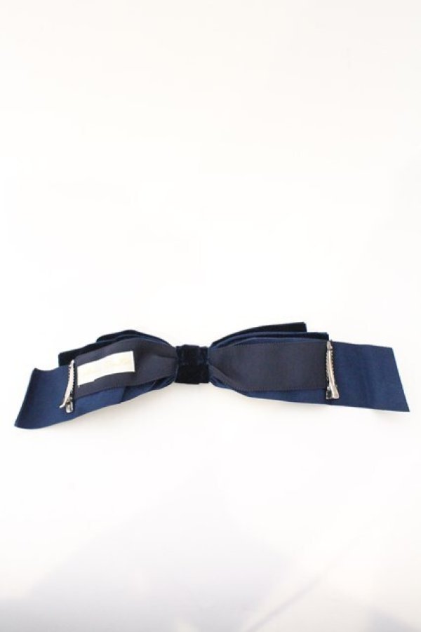 画像2: Melody BasKet / ベルベットリボンクリップ  ネイビー O-26-03-04-005-LO-AC-OW-OS (2)