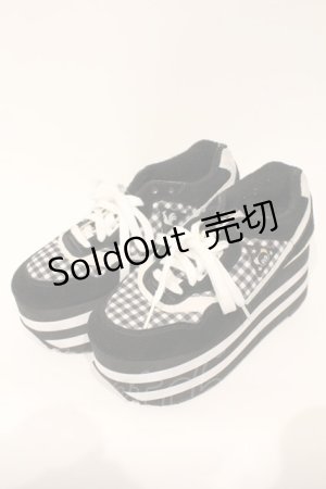 画像: Candy Stripper / PEPE GINGHAM HIGH SOLE SNEAKERS 24cm ブラック O-26-03-04-037-PU-SH-IG-ZT0314J