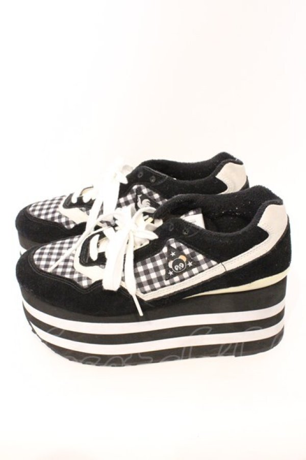 画像2: Candy Stripper / PEPE GINGHAM HIGH SOLE SNEAKERS 24cm ブラック O-26-03-04-037-PU-SH-IG-OS (2)