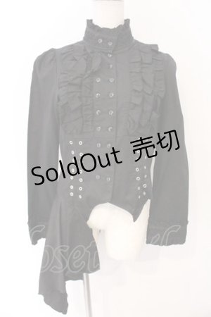 画像: BPN / レースアップアシンメトリーフリルブラウス M クロ O-26-03-04-041-GO-BL-IG-OS