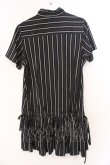 画像4: ALGONQUINS / ストライプ裾フリルシャツワンピース  ブラック O-26-03-04-043-AL-OP-IG-OS (4)