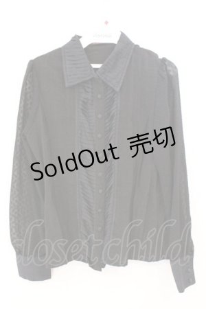 画像: ALGONQUINS / プリーツカラー異素材ブラウス  ブラック O-26-03-04-045-AL-BL-IG-OS