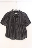 画像1: ALGONQUINS / ストライプ半袖ブラウス  ブラック O-26-03-04-051-AL-BL-IG-OS (1)