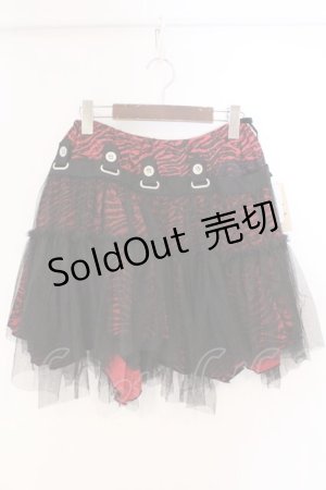 画像: ALGONQUINS / スカルゼブラ柄イレヘムミニスカート  レッド×ブラック O-26-03-04-053-AL-SK-IG-OS