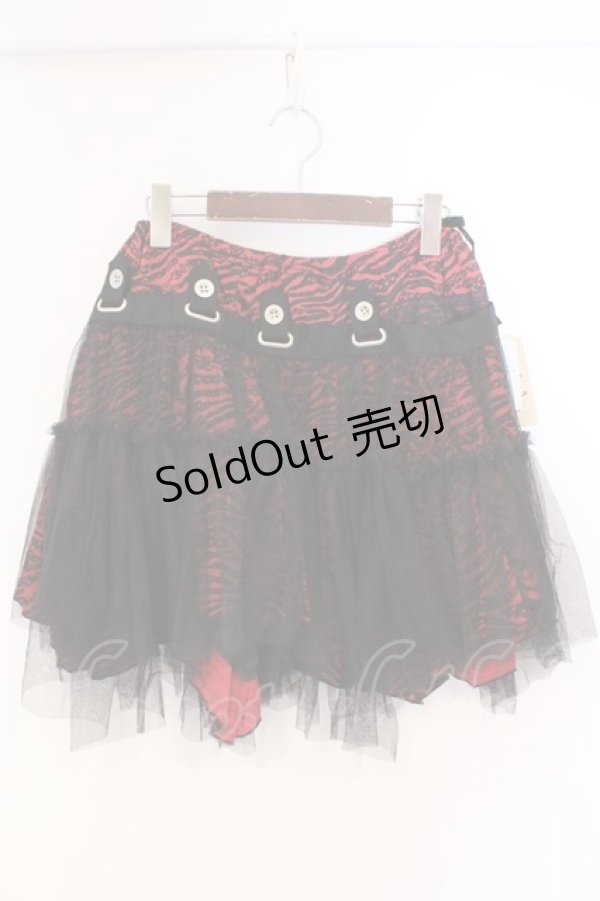 画像1: ALGONQUINS / スカルゼブラ柄イレヘムミニスカート  レッド×ブラック O-26-03-04-053-AL-SK-IG-OS (1)