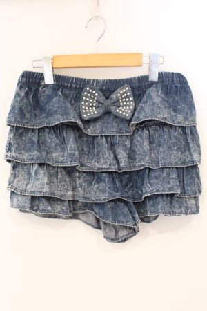 画像: Candy Stripper / デニム風プリントティアードスカパン 2 インディゴ O-26-03-04-054-PU-PA-IG-OS