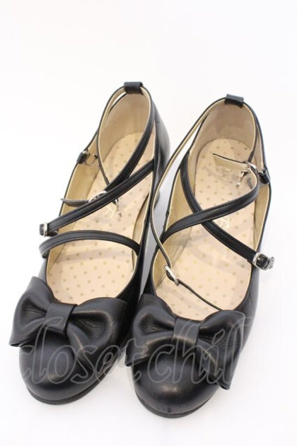 画像1: Leur Getter / 本革クロスストラップシューズ 23.5cm クロ O-26-03-04-008-LU-SH-OW-OS (1)