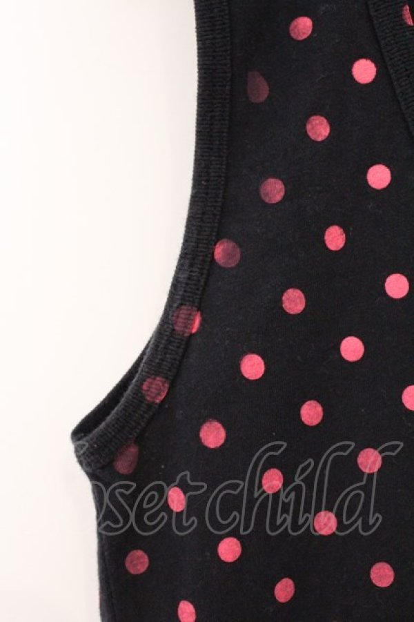 画像2: Candy Stripper / ロゴドットタンクトップ F ブラック×ピンク O-26-03-04-055-PU-TO-IG-OS (2)