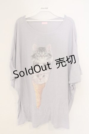 画像: Candy Stripper / ICE CAT BIG BIG TEE 2 ラベンダー O-26-03-04-057-PU-TO-IG-OS