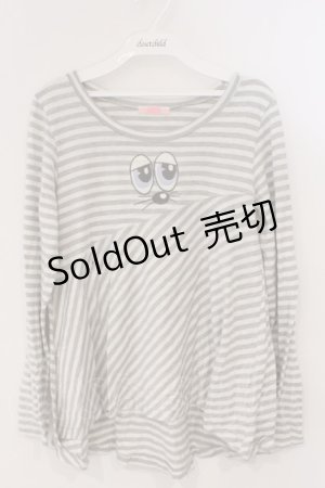 画像: Candy Stripper / マウスワッペンボーダーカットソー 2 グレー O-26-03-04-063-PU-TO-IG-OS