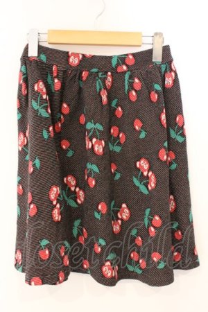 画像: Candy Stripper / チェリーペペフレアースカート  ブラック系 O-26-03-04-068-PU-SK-IG-OS