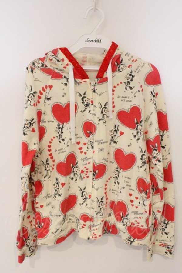 画像1: Candy Stripper / うさぎ柄ジップパーカー F アイボリー O-26-03-04-069-PU-TO-IG-OS (1)