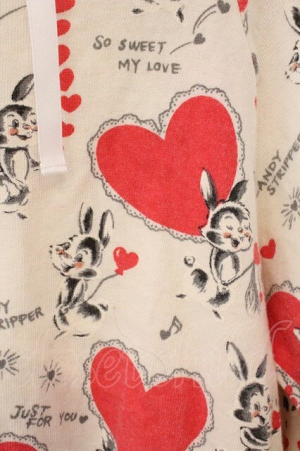 画像2: Candy Stripper / うさぎ柄ジップパーカー F アイボリー O-26-03-04-069-PU-TO-IG-OS (2)