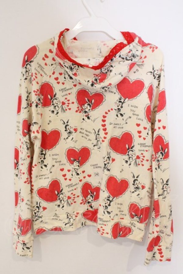 画像3: Candy Stripper / うさぎ柄ジップパーカー F アイボリー O-26-03-04-069-PU-TO-IG-OS (3)