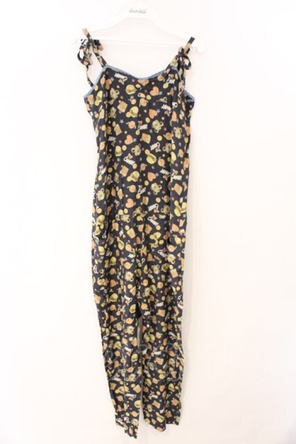 画像1: Candy Stripper / ハンバーガー柄オールインワン  クロ O-26-03-04-070-PU-OP-IG-OS (1)