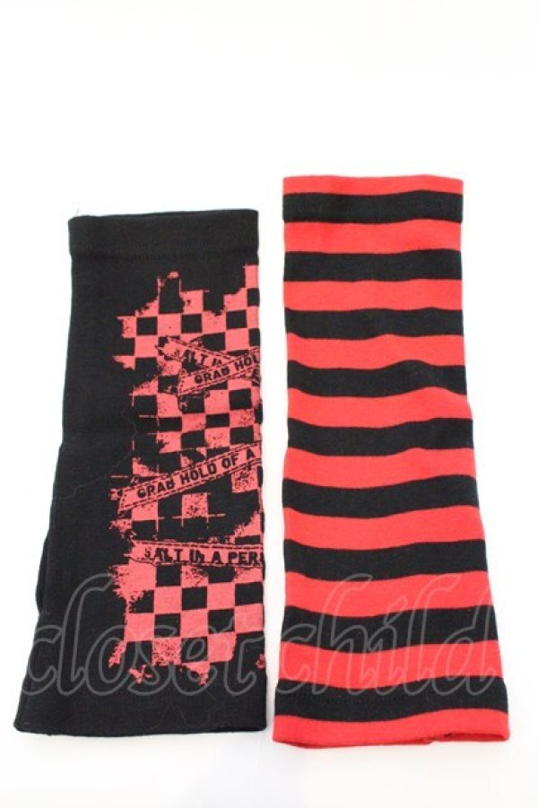 画像1: Deorart / プリントアームカバー  レッド×ブラック O-26-03-04-014-PU-ZA-IG-OS (1)