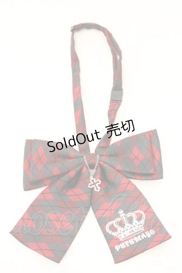 画像1: PUTUMAYO / トランプ王冠リボンタイ  レッド×ブラック O-26-03-04-015-PT-ZA-IG-OS (1)