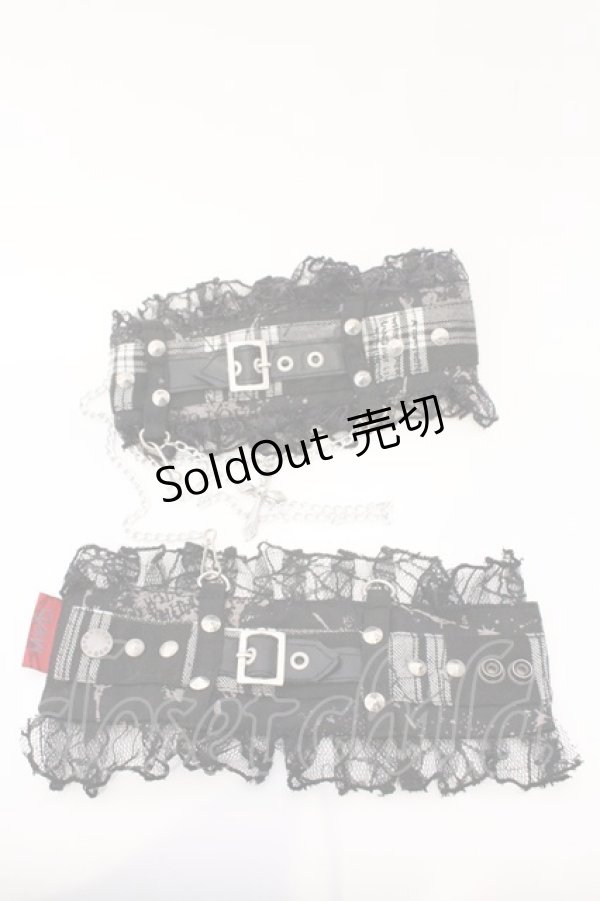 画像1: MAD / オリジナルプリント手枷  ブラック O-26-03-04-017-PU-ZA-IG-OS (1)