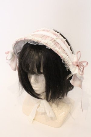 画像: Hoshibako Works / フルール・ド・シフォン ハーフボンネット  ピンク O-26-03-04-027-LO-AC-IG-OS