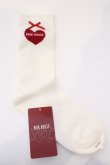 画像1: PINK HOUSE / ロゴ入りハートモチーフソックス  アイボリー O-26-03-04-004-LO-ZA-OW-OS (1)