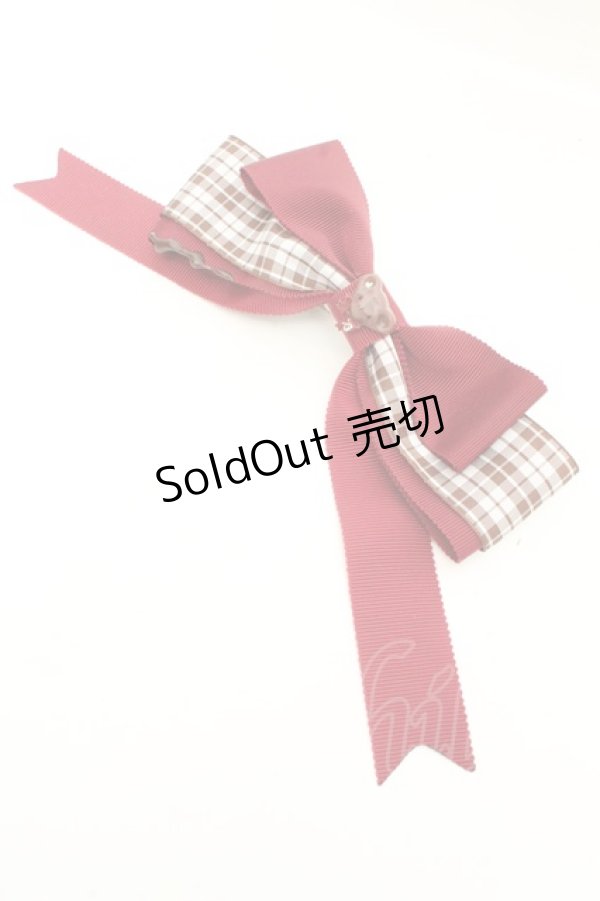 画像1: MERCI MEL / chocolate bear リボンクリップ  ワイン×ブラウン O-26-03-05-004-PU-AC-IG-OS (1)