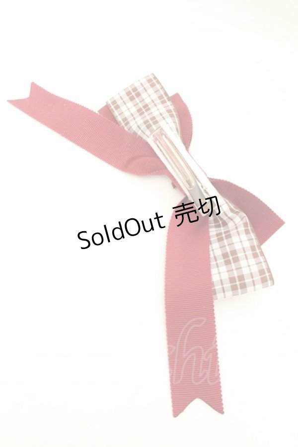 画像2: MERCI MEL / chocolate bear リボンクリップ  ワイン×ブラウン O-26-03-05-004-PU-AC-IG-OS (2)