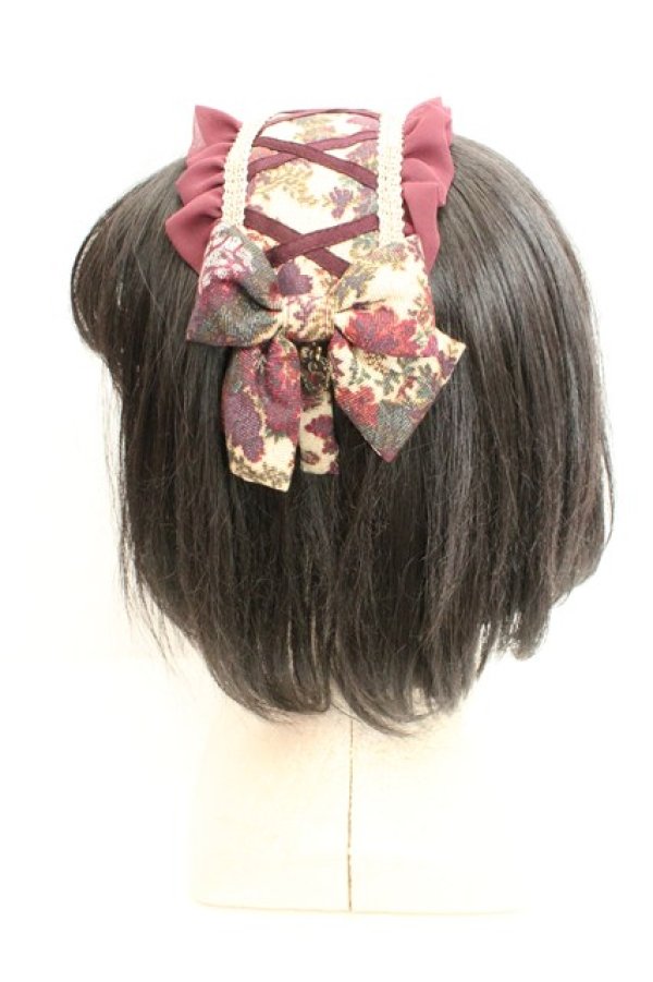 画像2: metamorphose / ゴブランブーケカチューシャ  アカ系 O-26-03-05-019-ME-AC-OW-OS (2)