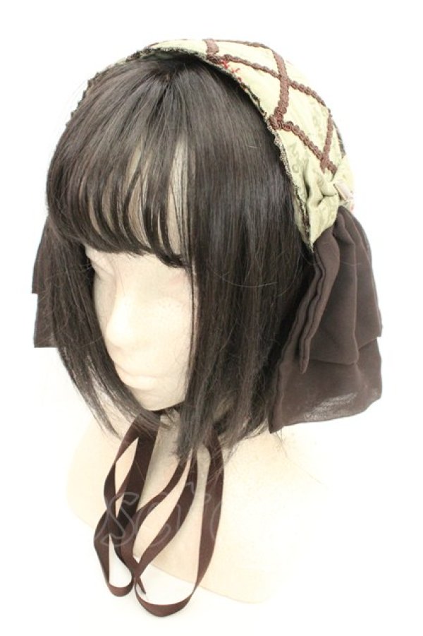 画像1: metamorphose / Time lag worldヘッドドレス  オリーブグリーン O-26-03-05-023-ME-AC-OW-OS (1)