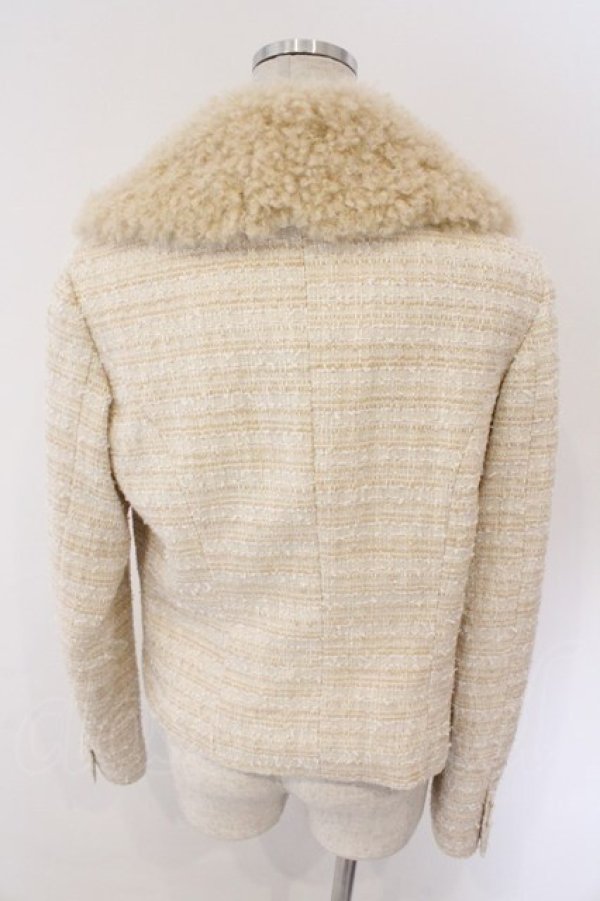 画像4: PINK HOUSE / ファー使いファンシーツイードジャケット  キナリ系 O-26-03-06-035-LO-JA-IG-OS (4)