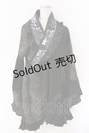 画像: Qutie Frash / フリル着物カーディガン  ブラック×ゴールド O-26-03-06-041-QU-TO-IG-OS