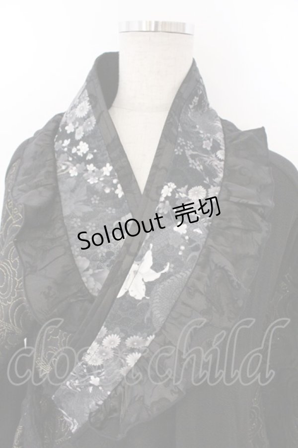 画像2: Qutie Frash / フリル着物カーディガン  ブラック×ゴールド O-26-03-06-041-QU-TO-IG-OS (2)