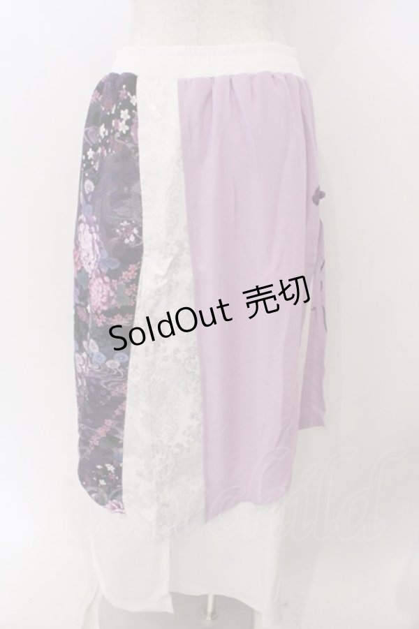 画像4: Qutie Frash / 和柄ロングスカート  ホワイト×パープル O-26-03-06-055-QU-SK-IG-OS (4)