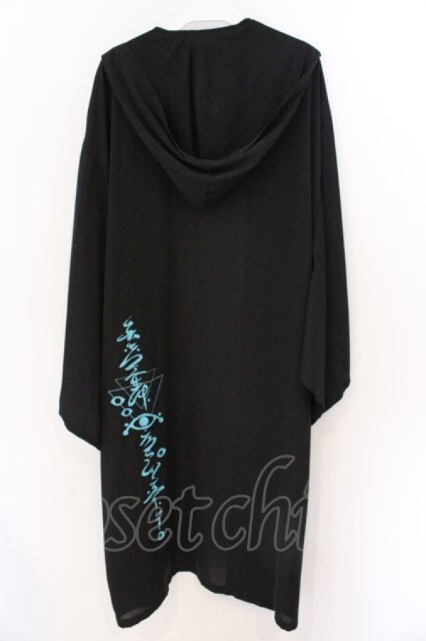 画像3: Deorart / 着物袖 フードつきロングカーディガン(百目鬼) F ブラック×ブルー O-26-03-06-059-PU-OP-IG-OS (3)