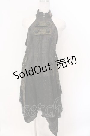 画像: Qutie Frash / ミリタリーホルターワンピース  ブラック×カーキブラウン O-26-03-06-061-QU-OP-IG-OS