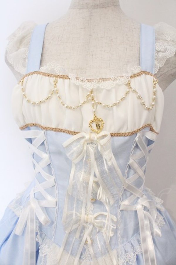 画像2: BABY,THE STARS SHINE BRIGHT / ミカエルの祝福ジャンパースカート  サックス×シロ O-26-03-06-006-BA-OP-IG-OS (2)