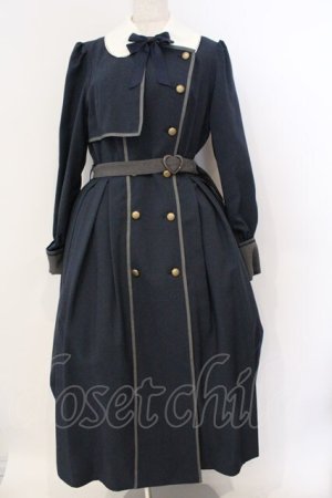 画像: Innocent World / トレンチコート風コートワンピース L ネイビー×グレー O-26-03-06-063-IW-OP-IG-OS