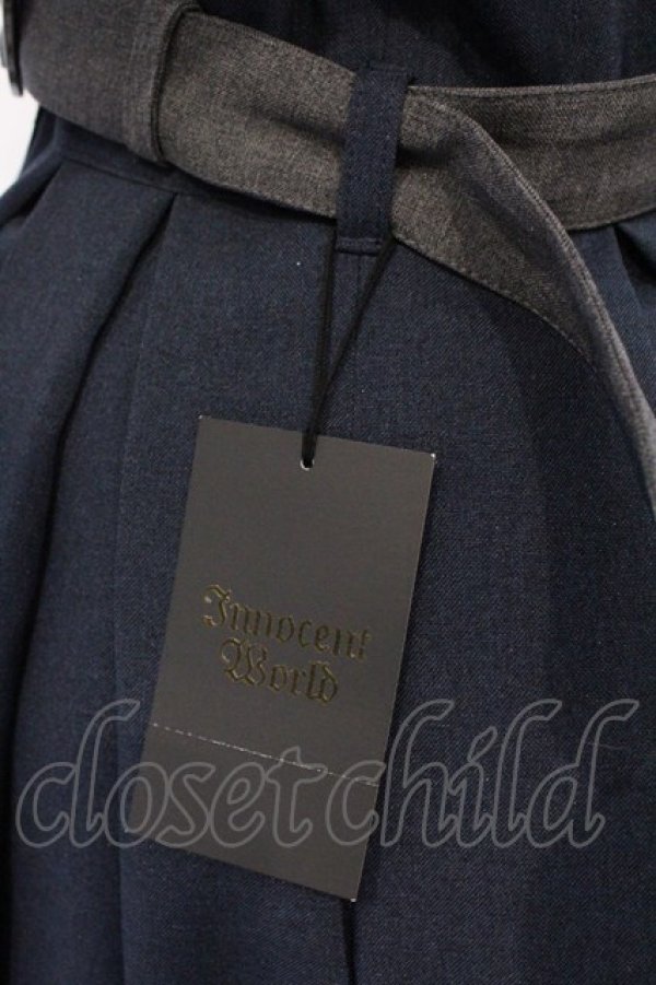 画像3: Innocent World / トレンチコート風コートワンピース L ネイビー×グレー O-26-03-06-063-IW-OP-IG-OS (3)