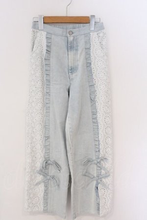 画像: merry jenny / スリットレースパンツ  ライトブルー O-26-03-06-068-LO-PA-IG-OS