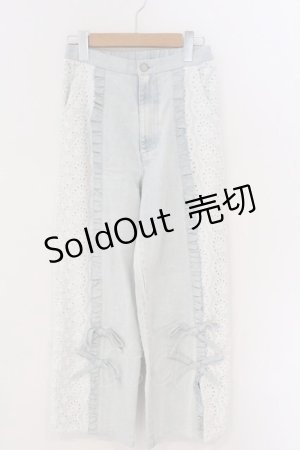 画像: merry jenny / スリットレースパンツ  ライトブルー O-26-03-06-068-LO-PA-IG-OS