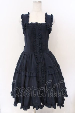 画像: metamorphose / ピンタックティアードジャンパースカート  ネイビー O-26-03-06-008-ME-OP-IG-OS