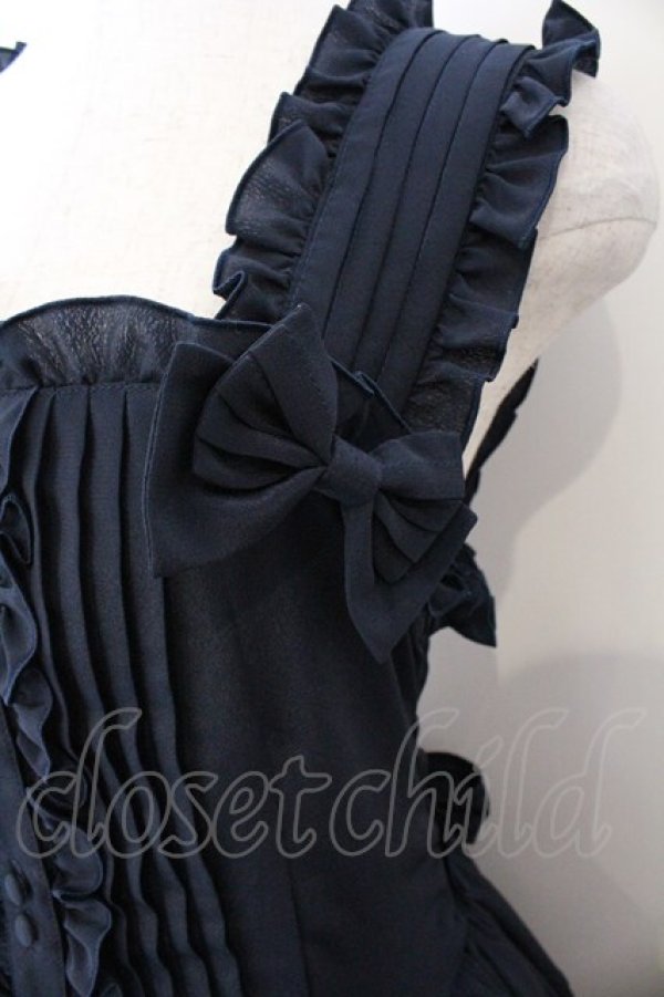 画像3: metamorphose / ピンタックティアードジャンパースカート  ネイビー O-26-03-06-008-ME-OP-IG-OS (3)