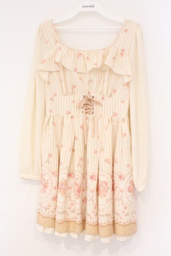 画像1: LIZ LISA / エッフェル塔×メッセージ柄ワンピース  アイボリー O-26-03-06-002-LO-OP-IG-OS (1)